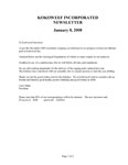 Kokoweef Newsletter, January 8, 2008